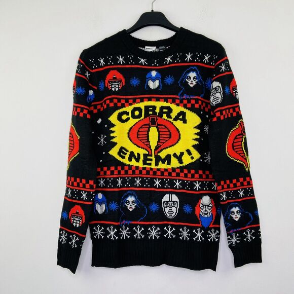 GI Joe Men's Medium Ugly Christmas Sweater Black Cobra Enemy Fair Isle NWT - Picture 1 of 6